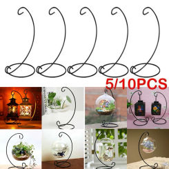 5/10 PCS Bauble Holder Ornaments Hanging Display Plant Stand Hanger Iron Art Home Decoration Glass Ball Hanging Stand Holders