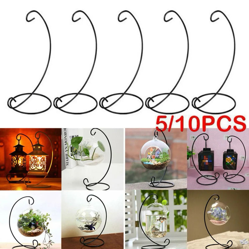 Description Picture 2 of item5/10 PCS Bauble Holder Ornaments Hanging Display Plant Stand Hanger Iron Art Home Decoration Glass Ball Hanging Stand Holders