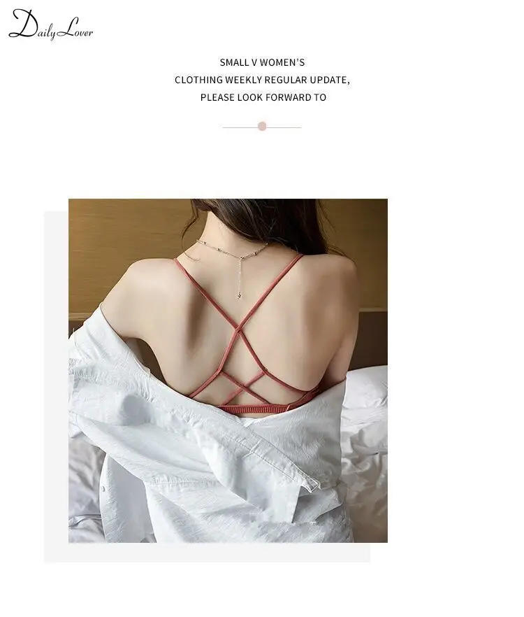 Description Picture 6 of item1pc Women Tube Top Bralette Female Underwear Sexy Sling Tops Bra Girl Comfort Underwear Push Up Bra Gathered T-Back Sports Bra