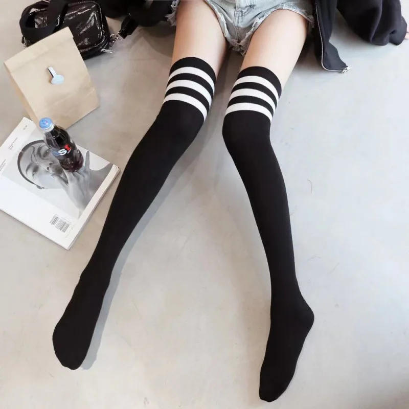 Description Picture 6 of itemSexy Black White Striped Long Socks Women Over Knee Thigh High Socks Over The Knee Stockings For Ladies Girls Warm Knee Socks