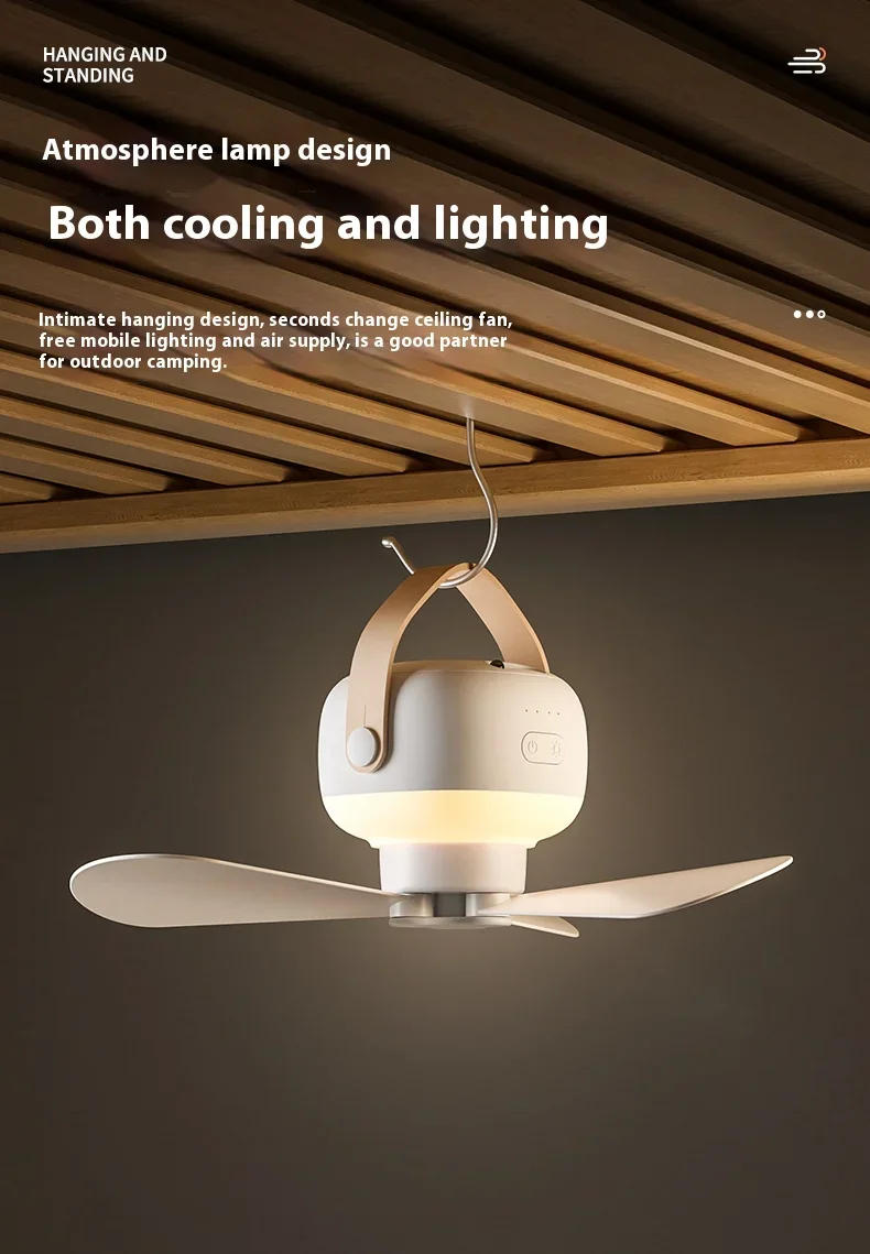 Description Picture 3 of itemPortable Ceiling Fans Rechargeable LED Electric Fan Night Lamp Home Outdoor Camping Tent Hanging Fan Light with Remote Control