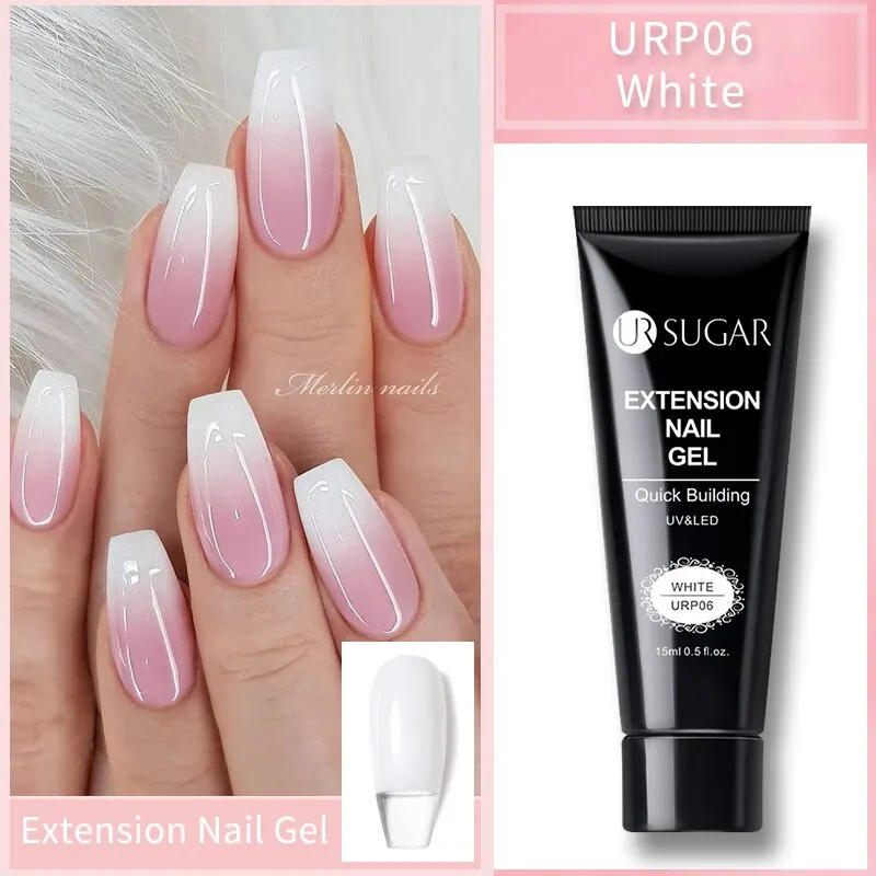 Description Picture 5 of itemUR SUGAR 6Pcs/Set 15ml Nail Extension Gel Soak Off UV LED Acrylic Crystal White Clear Nude Gel Nail Polish UV Gel Polish
