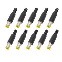10Pcs DC Power Male Plug 6.5x4.4mm Connector Yellow Head 6.5 x 4.4mm with Pin Soldering Type DIY Repair Charging DC Plug Adapter