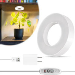 Full Spectrum Ceiling Grow Light 4 Dimmable Levels LED Halo Plant Lamp USB 5V Under Cabinet Plant Lamp for Small Plants