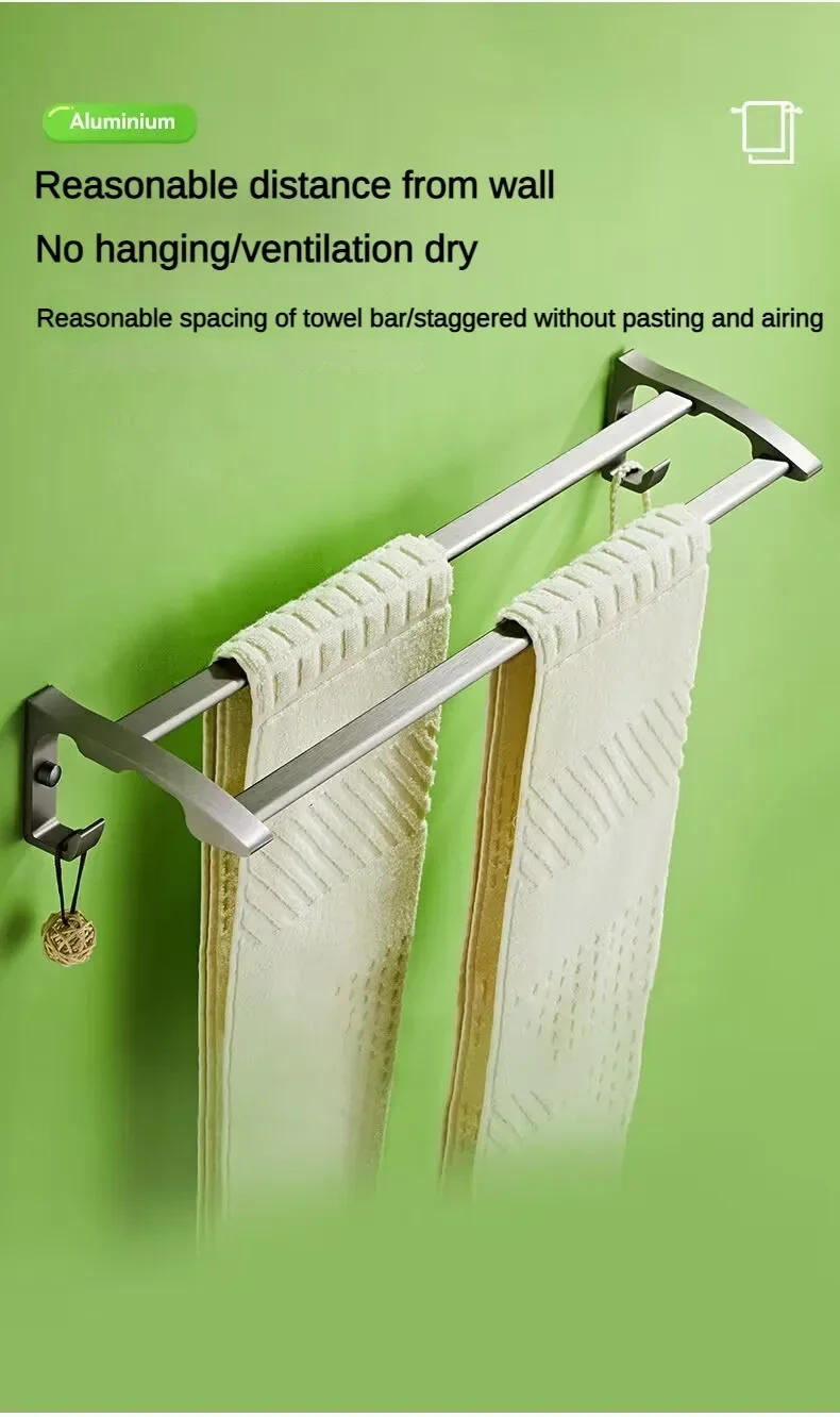 Description Picture 4 of itemSpace Aluminum Bathroom Hardware Set Bath Towel Rack Toilet Paper Holder Towel Hook Toilet Shelves Triangle Shelf Accessories