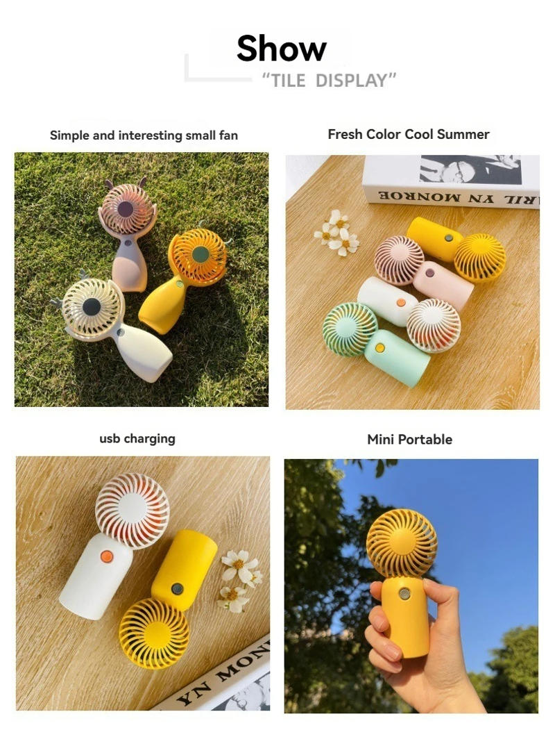 Description Picture 4 of itemSummer small fan cute four-color usb charging portable outdoor student office mini handheld small fan