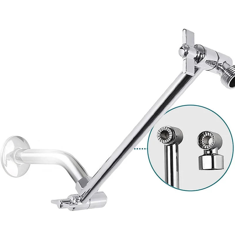 Description Picture 5 of itemAdjustable Angle Arch Design Shower Extension Arm Wall Mount For Bathroom Showering Head 11 Inch Universal Connection Brass