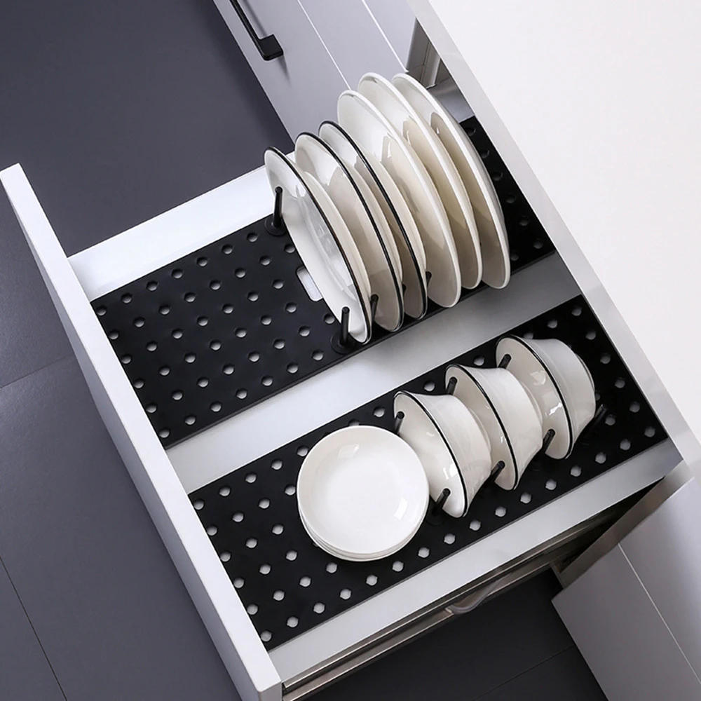 Description Picture 2 of itemTelescopic Dish Plate Drying Rack Bowl Pot Lid Storage Holder Adjustable Kitchen Organizer Drawer Separated Dish Drying Rack