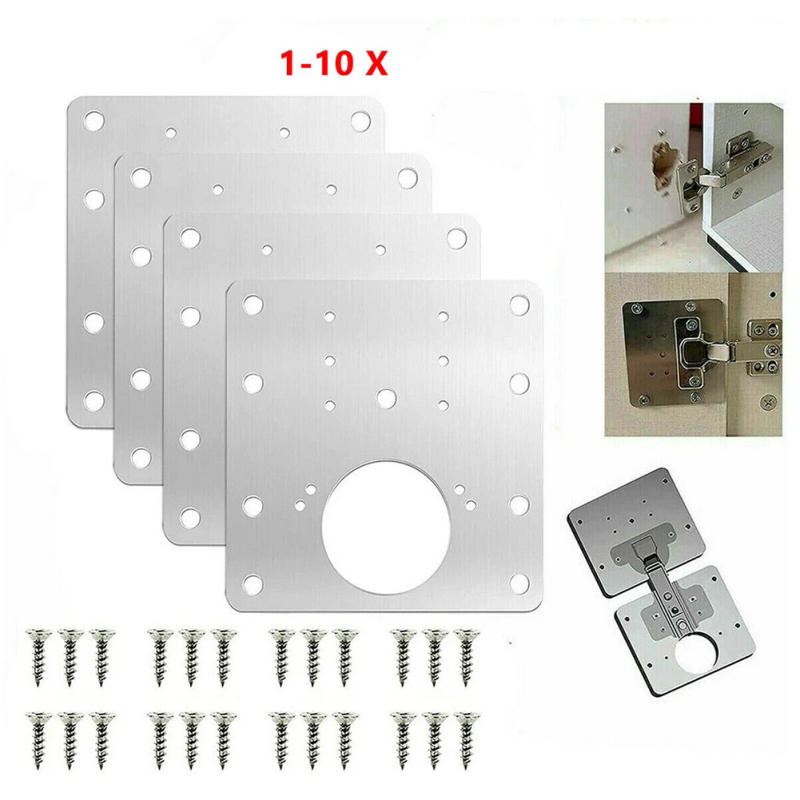 Description Picture 2 of item2/4/10PCS Cabinets Hinges Stainless Steel Kitchen Cupboard Door Hinge Repair Kit Includes Plates And Fixing Screws Door Hardware