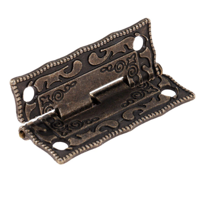 Description Picture 6 of item10pcs 35*23mm Decorative Mini Hinge For Jewelry Wooden Box Antique Bronze Hinges Cabinet Door Drawer Furniture Hardware + Screws