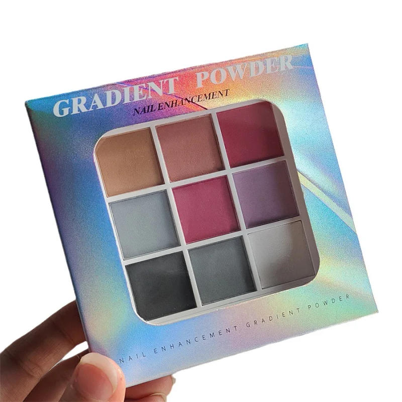 Description Picture 4 of item9Colors Solid Patting Nail Powders UV Polish Decoration Shimmer Fine Glitter Gradient Matte Pat Pat Manicure Polish Deco Powder