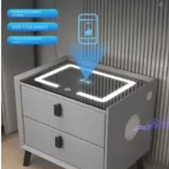 All Solid Wood Smart Bedside Table Simple USB LED Nightstand Modern Bedroom Mini Locker Furniture Bedroom Glass