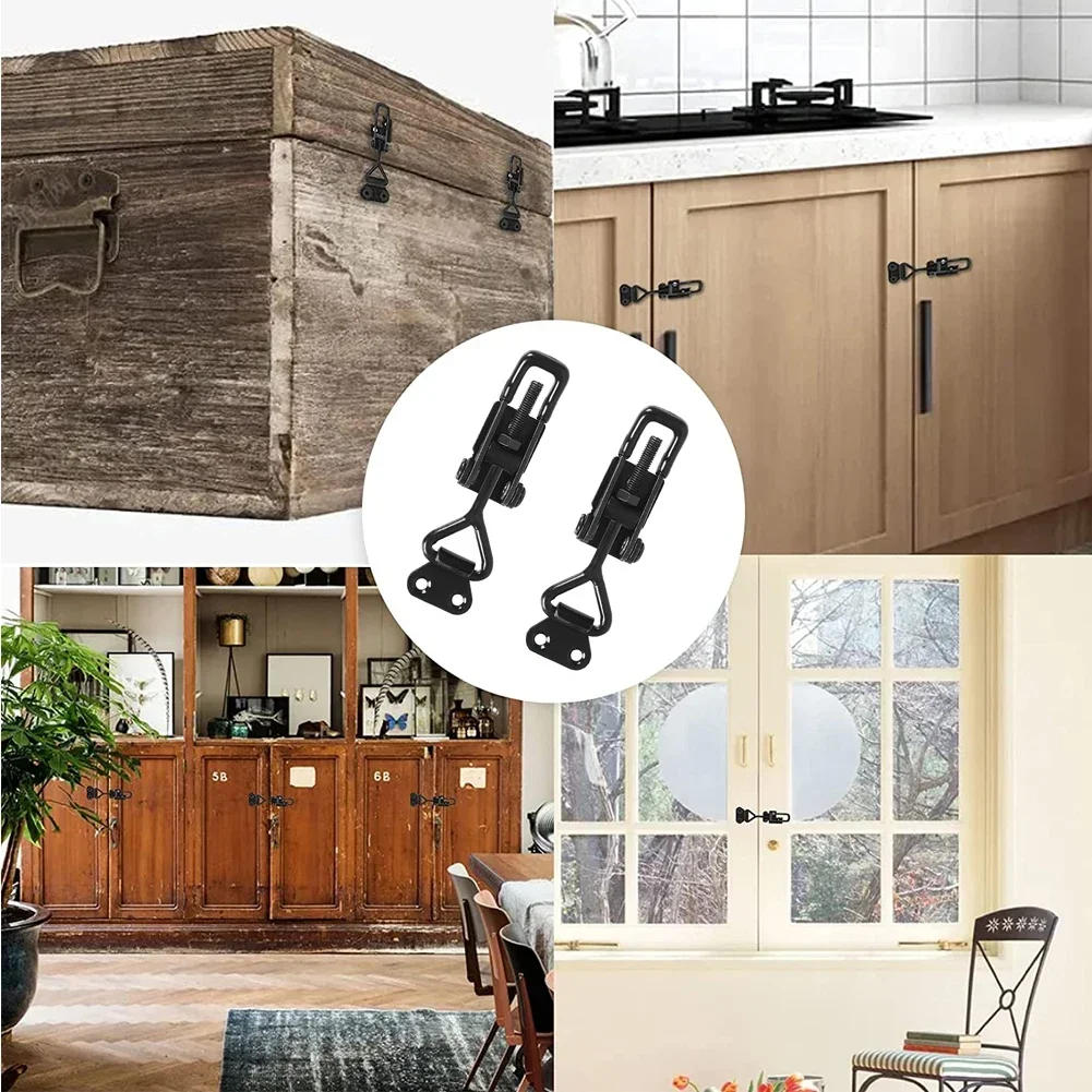 Description Picture 6 of item4pcs Toggle Latch Catch Toggle Clamp Adjustable Cabinet Boxes Lever Handle Lock Hasp For Home Sliding Door Furniture Hardware