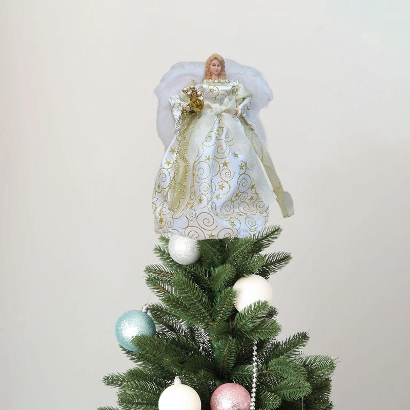 Description Picture 4 of item12 inch Angel Tree Topper for Shop Tabletop Cafe Angel Treetop Festival Party Indoor for Christmas wedding decoration