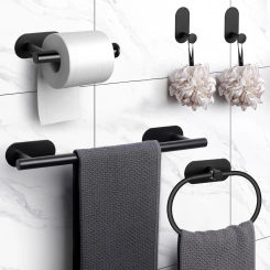 304 Stainless Steel Bathroom Hardware Set Brushed Nickel Adjustable Towel Bar Towel Ring Toilet Paper Holder Robe Hook