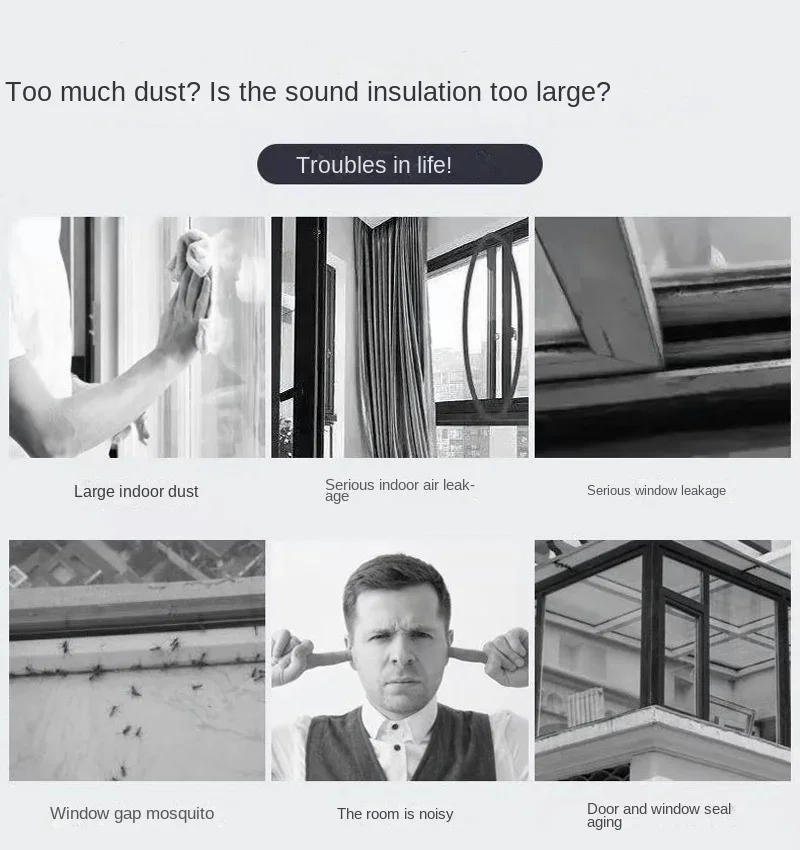 Description Picture 2 of item5/10M Brush Strip Self Adhesive Door Window Weather Stripping Sliding Wardrobe Sound Insulation Dust Sealing