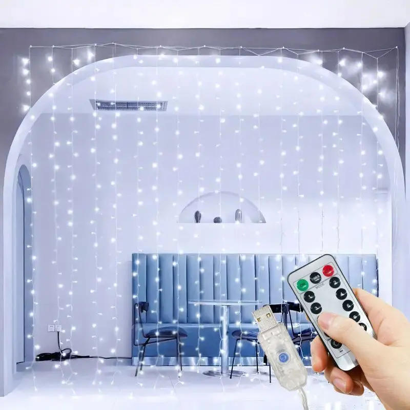 Description Picture 6 of itemChristmas Decoration Curtain LED String Lights USB Remote Control Holiday Wedding Fairy Garland Light for Bedroom Outdoor Home