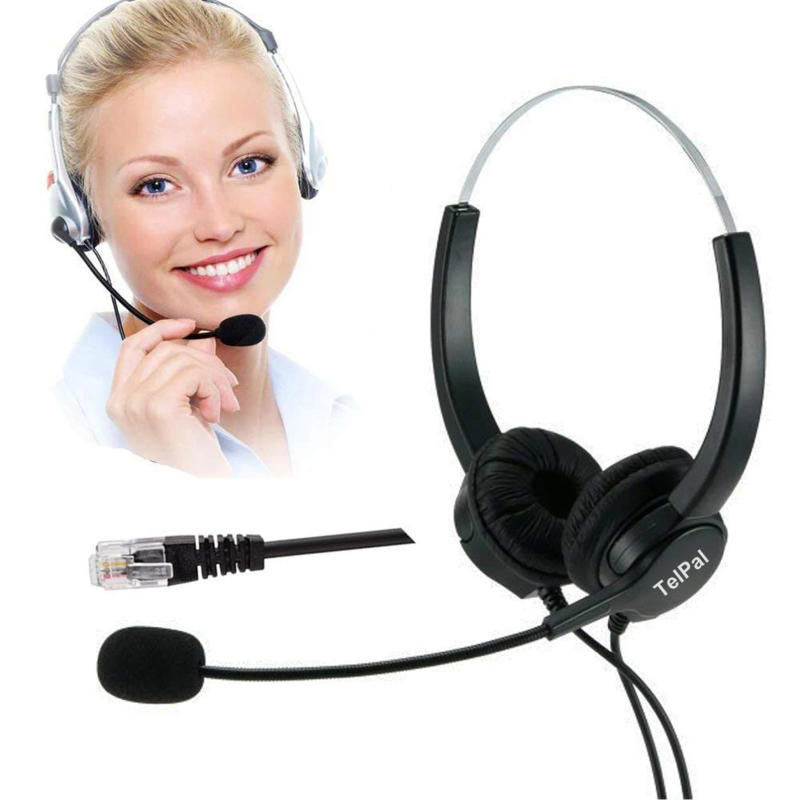 Description Picture 2 of itemCorded Telephone Headset with Microphone Call Center Telephone Headphones Noise Cancelling Landline Phone Headset Rj11