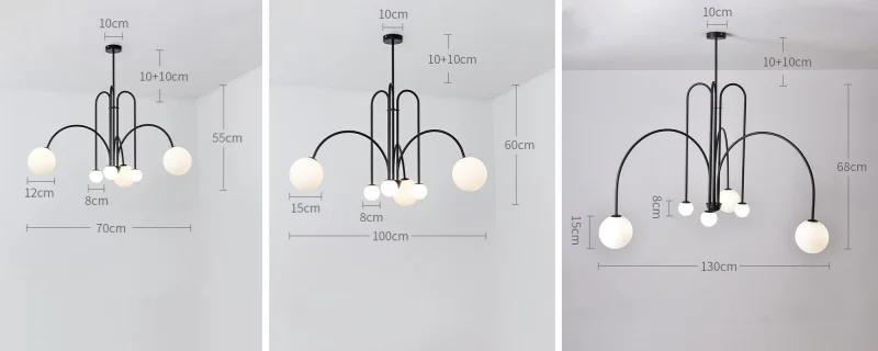 Description Picture 3 of itemModern minimalist iron chandelier French medieval style glass art pendant light dining room bedroom hall living room lighting