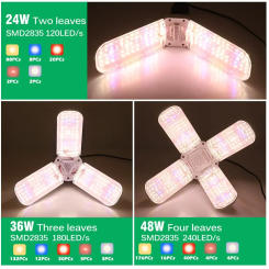 24W 36W 48W Foldable LED Grow Light Full Spectrum E27 Plant Growing Light Phytolamp Bulb For Indoor Plants Flower Seedling Grow