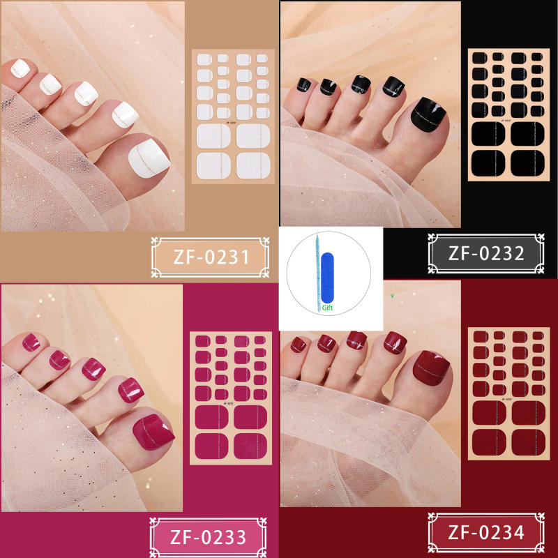 Description Picture 3 of item22Tips Summer Adhesive Full Cover Toenail Stickers DIY Color Diamonds Toe Nail Patch Decals Foot Nail Art Decoration