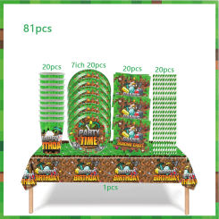 Disney Miner Crafting Theme Birthday Party Decoration Supplies Disposable Tableware Paper Plate Cup Napkin Kids Baby Shower Set