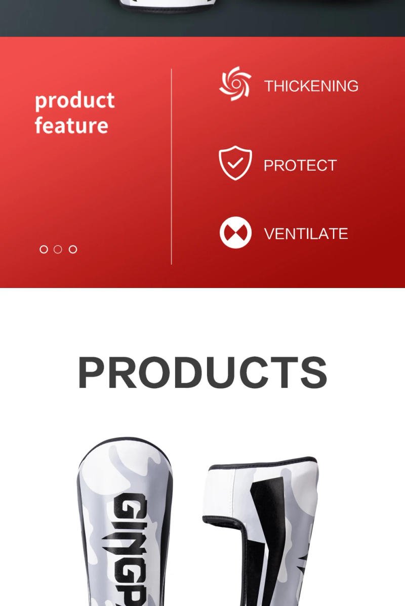 Description Picture 5 of itemKickboxing Boxing Shin Guard Pads Muay Thai Martial Arts Sanda Wushu Leg Protector Taekwondo Ankle Guards Muay Thai Leggings