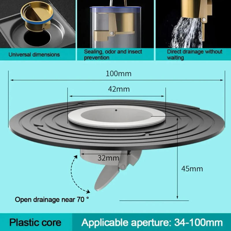 Description Picture 4 of itemFast Drainage Floor Drain Sink Strainer Shower Backflow Toilet Sewer Shower Drain Insect Proof Floor Strainer Cover