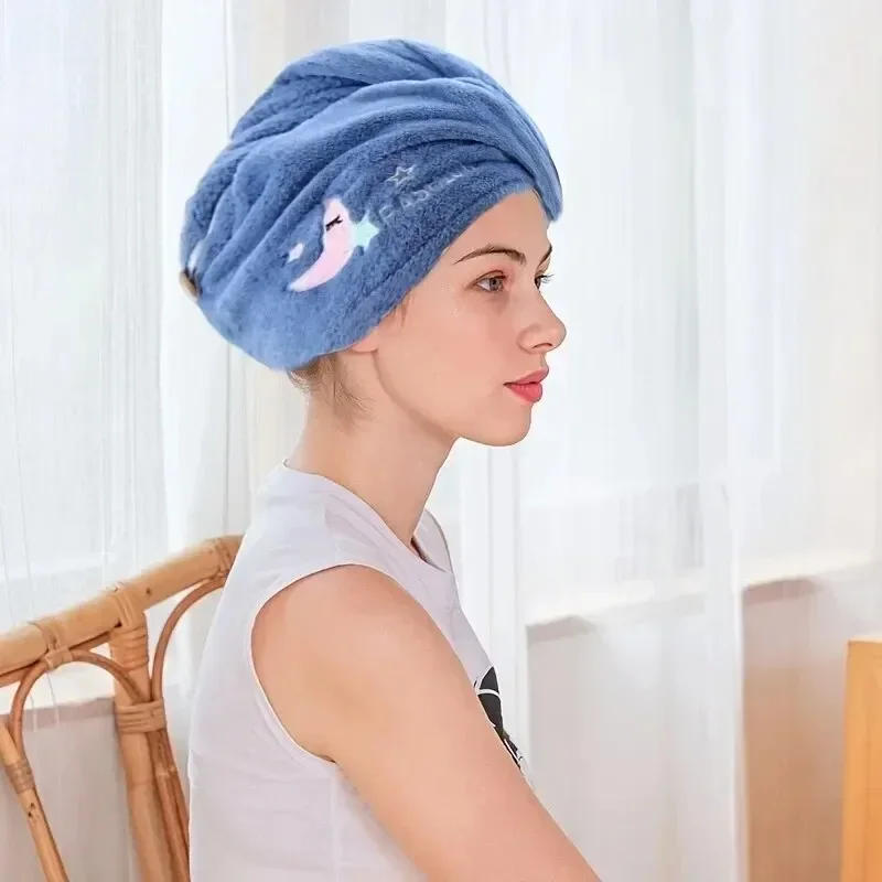 Description Picture 4 of itemQuick Drying Hair Hat Super Absorbent Soft Bathroom Women Head Towels Girls Cute Hair Towel Hair Dry Wrap Bonnets