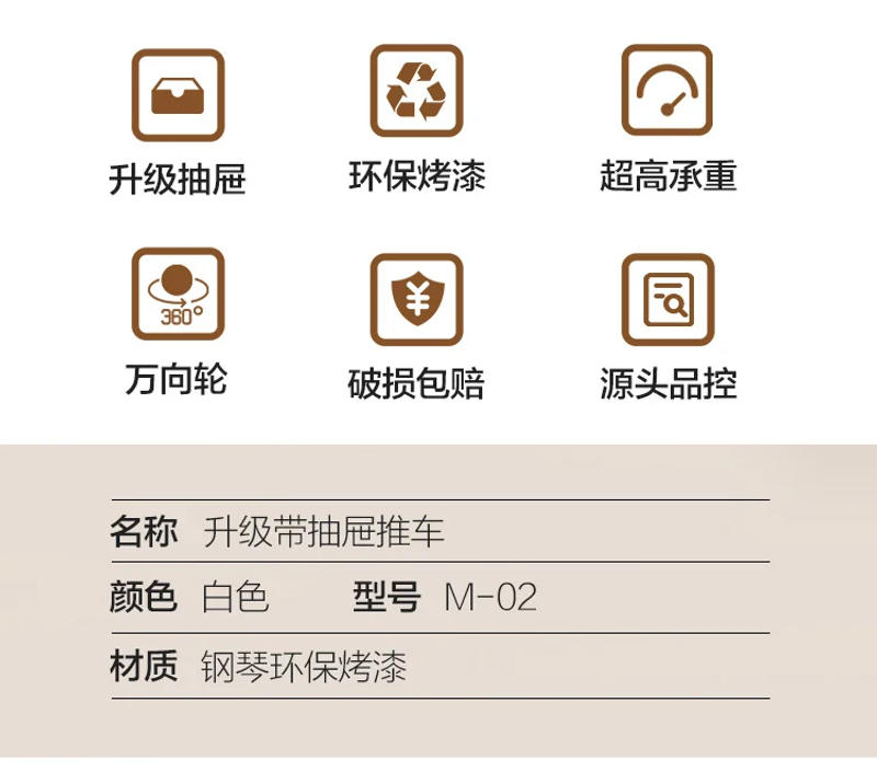 Description Picture 3 of itemHigh-grade Beauty Salon Cart SPA Tattoo Beautiful Eyelash Organizer Cart With Wheels Mobile With Drawer Storage Rack