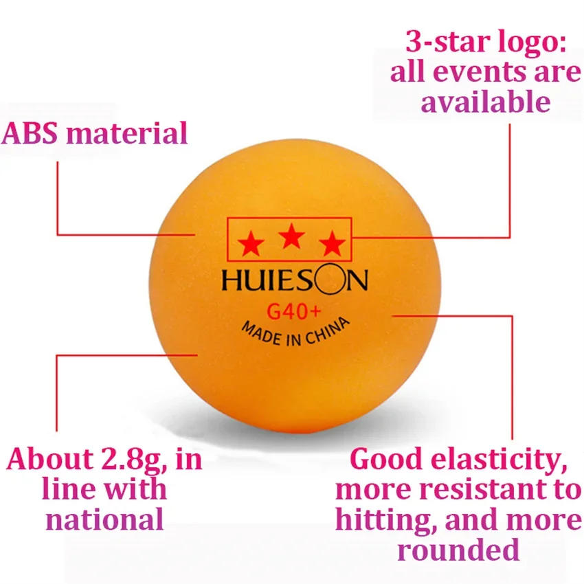 Description Picture 3 of item100Pcs Huieson 3 Star Ping Pong Balls ABS+ Material Professional Table Tennis Balls TTF Standard Table Tennis For Competition
