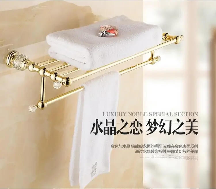 Description Picture 4 of itemGold Crystal Towel Rack European Bathroom Hooks Hardware Suite Bathroom Brass Shower Basket Towel Ring Bathroom Accessories
