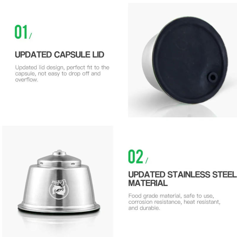 Description Picture 6 of itemReusable Coffee Capsule Crema for Dolce Gusto Coffee Filter Stainless Steel Refill Pod for LUMIO Coffee Maker Machine Tamper