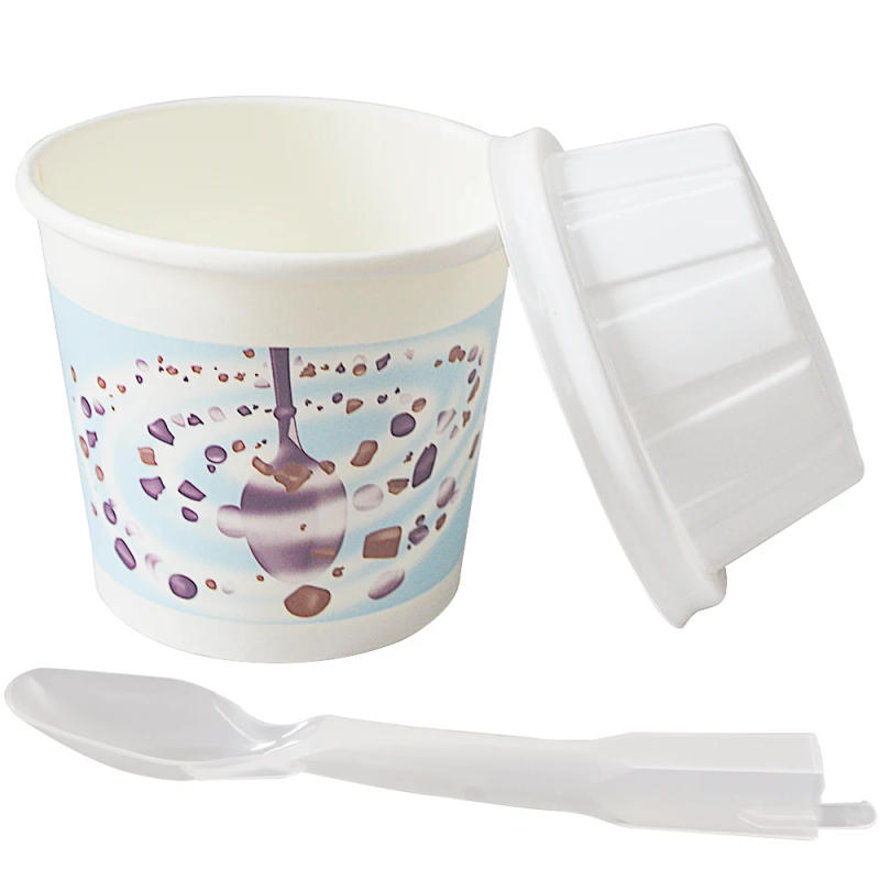 Description Picture 3 of itemXEOLEO 330ML MC Flurry Ice Cream Cups With Ice Cream Lid And Ice Cream Spoons 1000 Set Ice Cream Paper Cups Sundae Cups
