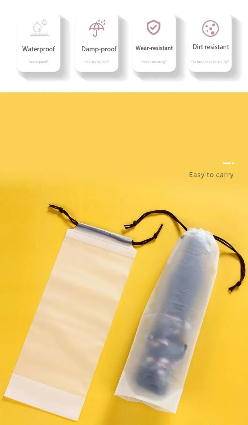 Description Picture 3 of item5pcs Transparent Waterproof Umbrella Storage Bag Portable Reusable Drawstring Bag Home Storage Organizer Umbrella Accessories