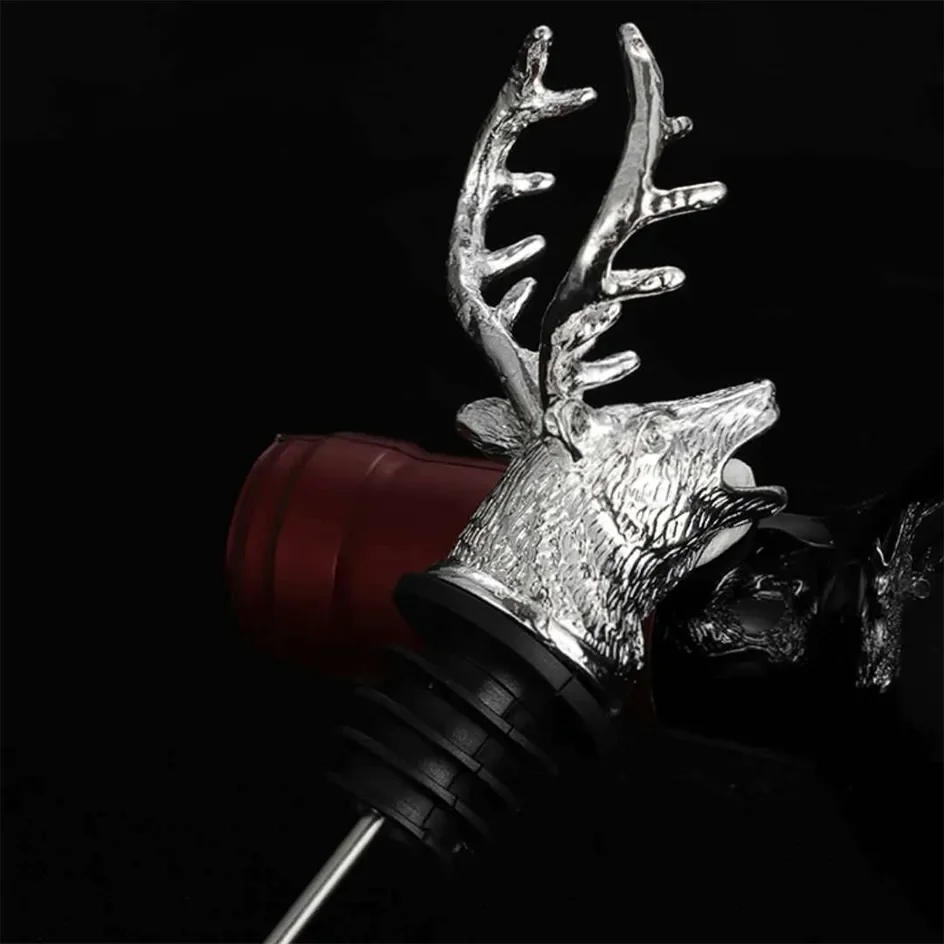 Description Picture 6 of item1 PC Zinc Alloy Deer Elk Head Mouth Wine Pourer Wines Extractor Silver Pourers Bar Accessories Dispenser for Wine