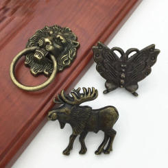 Vintage Lion Deer Furniture Handle Animals Shape Handles Drawer Knob Cabinet Door Wardrobe Cupbaord Pulls Hardware Diy