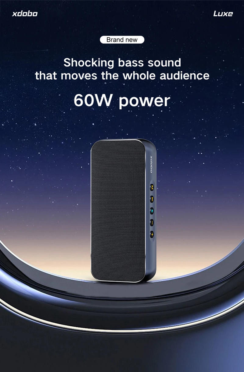 Description Picture 2 of itemXDOBO LUXE Bluetooth Speaker Wireless 60W Power Subwoofer Deep Bass Outdoor Fun Camping Riding Hiking Party Music Playing Box
