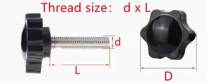 Description Picture 2 of item2pcs-5pcs/lot M4 M5 M6 M8 M10 *12mm to 60mm Star Plum Bakelite Hand Tighten Thumb Screw Knob Tightening Screw bolts