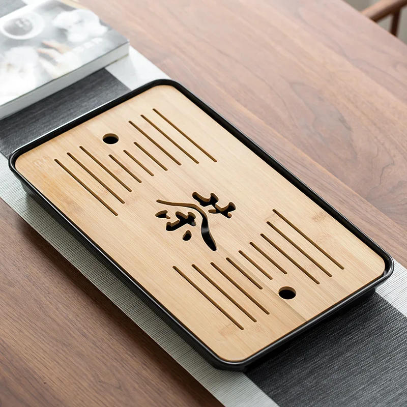 Description Picture 3 of itemTea Tray Tray Office Household Simple Mini Set Melamine Dry Brewing Water Storage Small Tea Table Japanese-style Bamboo Tea Tray