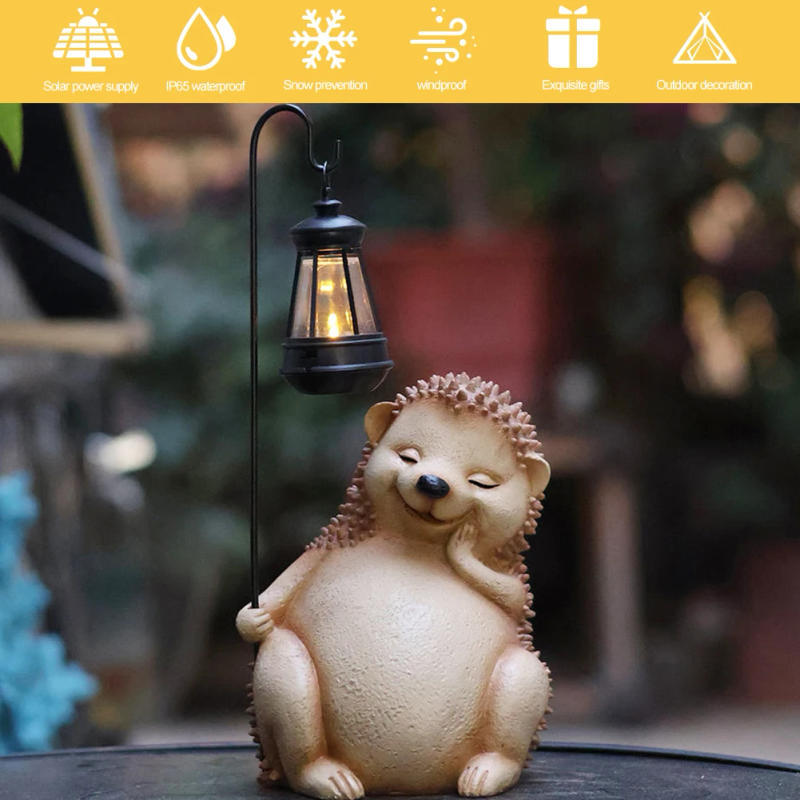 Description Picture 6 of itemSolar Hedgehog Garden Statue Solar Hedgehog Figurine with Solar Light Outdoor Lawn Decor Hedgehog Sculpture for Patio Yard Decor