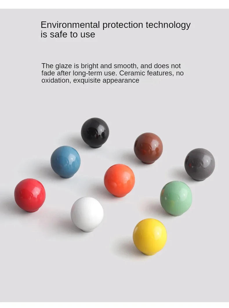 Description Picture 4 of itemChildren's Room Wardrobe Handle Minimalist Cute Colored Ball Cabinet Circular Cabinet Door Single Hole Drawer Handle
