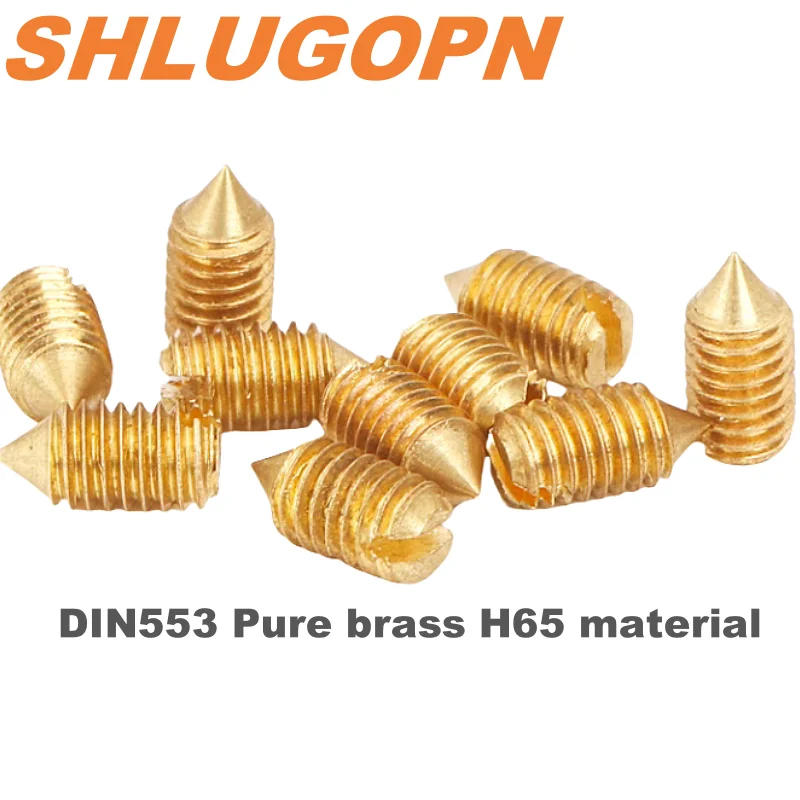 Description Picture 5 of itemSLGP 20-100pcs M2M2.5M3M4M5 DIN553 Pure Solid Brass Copper Tip One Cusp Sharp Set Screws Slotted Drive Non Head Stop Bolts