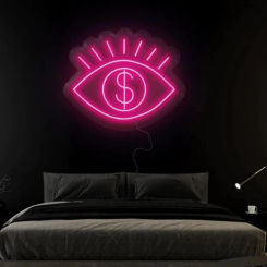 Eyes Full Of Money Neon Sign Personality Design Home Ooffice Game Room Bar Club Bedroom Gift Holiday Decoration Ambient Lighting