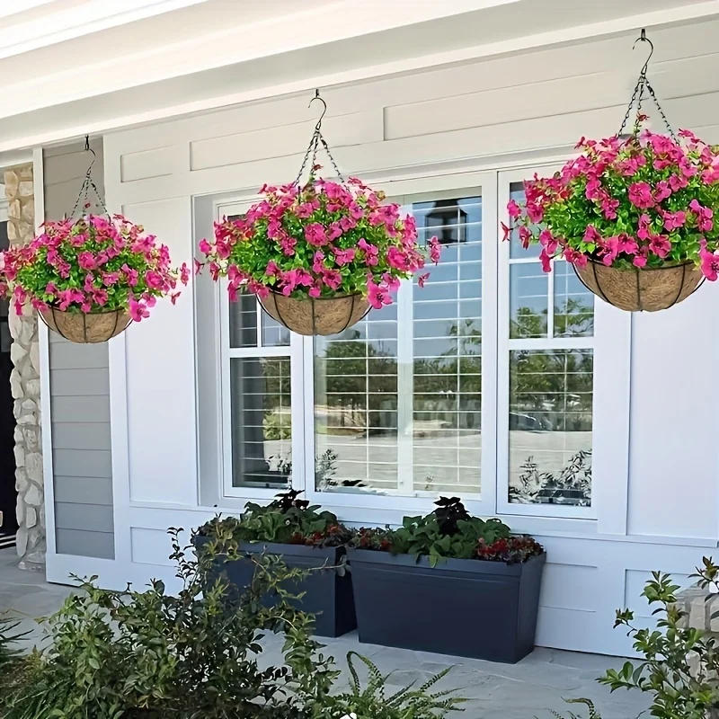 Description Picture 4 of item1pcs Artificial Hangings Flowers Decoration In Basket Fake Plant Silk Long Stem Housewarming Outdoor Garden Table Home Decor