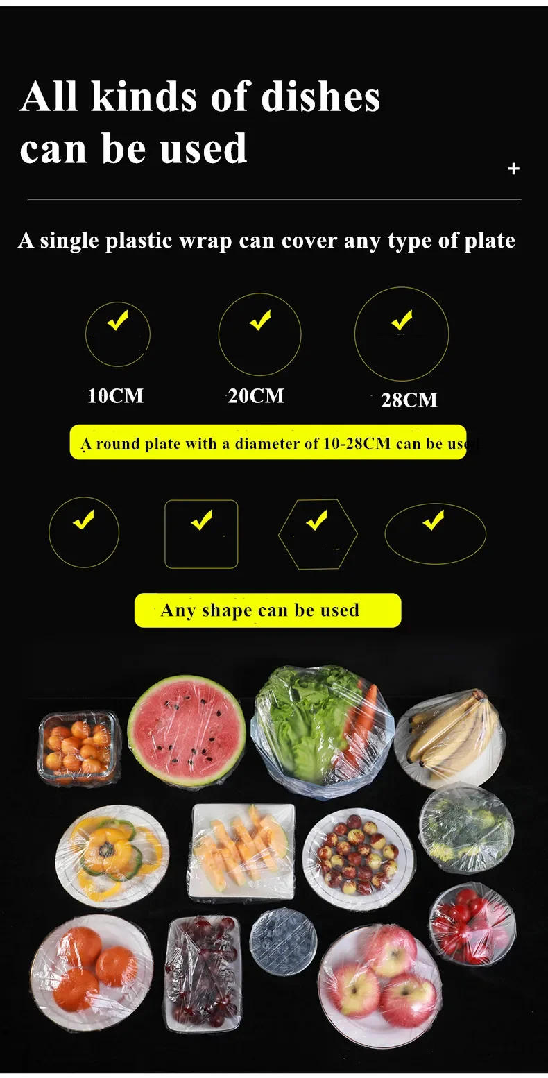 Description Picture 5 of item100pcs Reusable Food Wrap Storage Covers Bags For Bowl Elastic Plate Silicone Lid Cover Kitchen Fruit Plastic Fresh-Keeping Seal