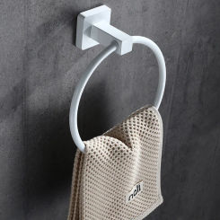 Stainless Steel Wall Hanging Round Carved Towel Ring Nordic Style Colorful Bath Holder Classic Bathroom Accessories