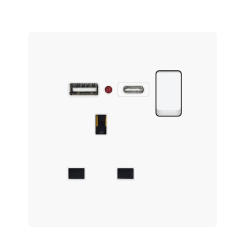 Type-c Usb Plug UK Standard, 5V 2.1A USB Charger Port, Wall Embedded 13A USB Socket with Switch AC 110V~250V