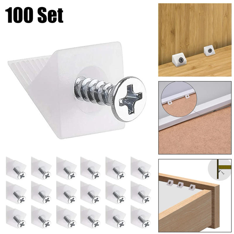 Description Picture 3 of item100 X Repair Fixing Drawer Chest Bottom Sagging Support Mending Wedge Screw Home Hardware Bracket 15*13*9mm Bevel Plate Support