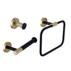 Black Brushed Gold Bathroom Wall Mounted Hardware Set Robe Hook Towel Ring Toilet Paper Holder Bath Bathroom Accessories